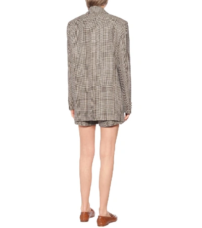 Shop Blazé Milano Weekend Checked Linen And Wool Blazer In Brown