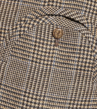 Shop Blazé Milano Weekend Checked Linen And Wool Blazer In Brown