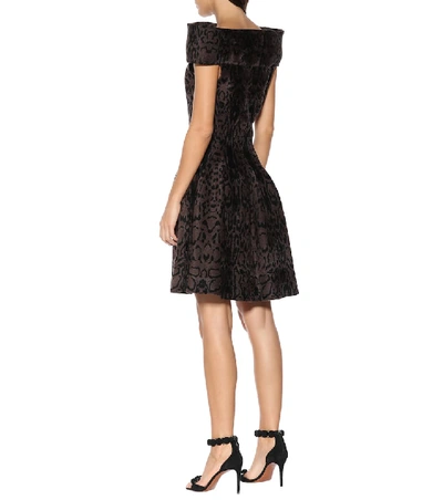 Shop Alaïa Off-the-shoulder Jacquard Knit Dress In Brown