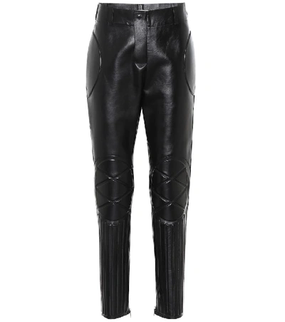Shop Bottega Veneta High-rise Skinny Leather Pants In Black