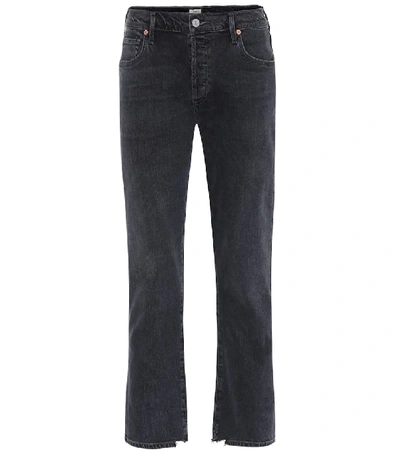 Shop Citizens Of Humanity Emerson Mid-rise Cropped Jeans In Black
