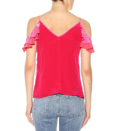 Shop Peter Pilotto Silk Off-the-shoulder Top In Pink