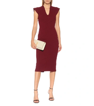 Shop Roland Mouret Dorada Crêpe Knit Midi Dress In Red