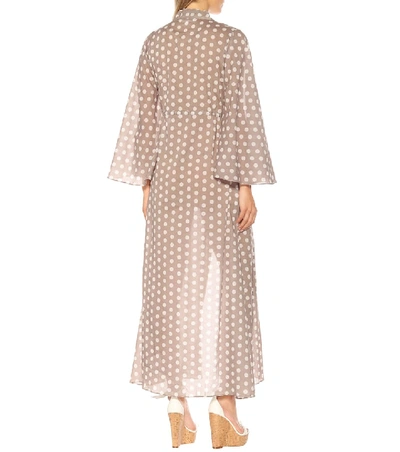 Shop Alexandra Miro Betty Polka-dot Cotton Gown In Grey