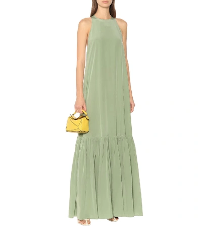 Shop Tibi Silk-crêpe Dress In Green