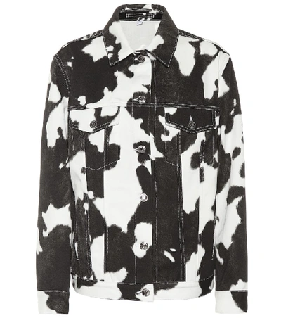 Shop Burberry Cow-print Denim Jacket In Black