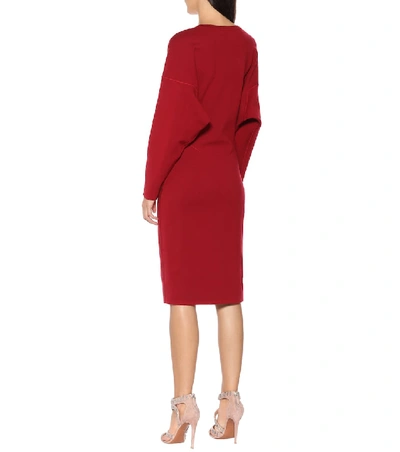 Shop Alaïa Drop-shoulder Knit Dress In Red