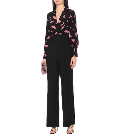 Shop Diane Von Furstenberg June Silk And Wool-blend Jumpsuit In Black