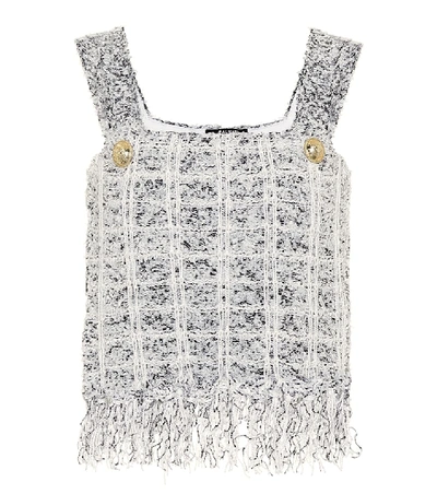 Shop Balmain Bouclé Crop Top In Multicoloured