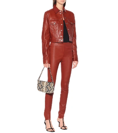 Shop Helmut Lang Fem Little Leather Jacket In Red