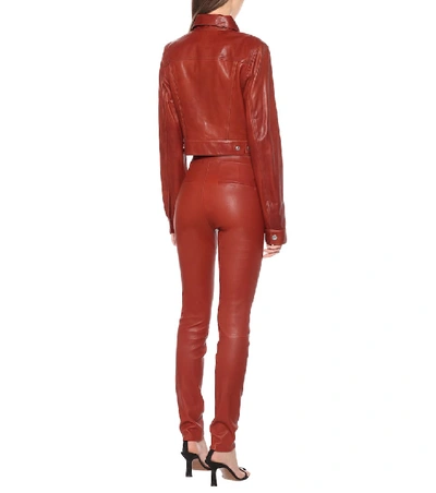 Shop Helmut Lang Fem Little Leather Jacket In Red