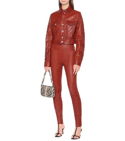 Shop Helmut Lang Fem Little Leather Jacket In Red