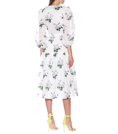 Shop Les Rêveries Floral Cotton Midi Wrap Dress In White