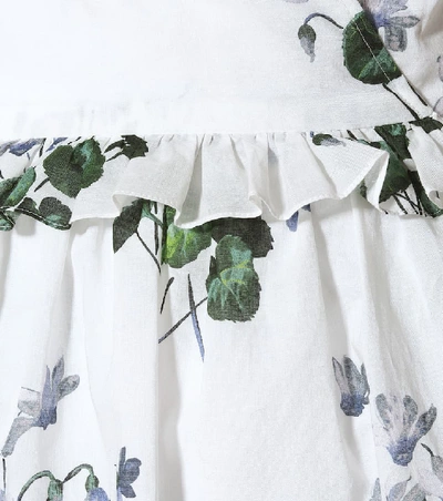 Shop Les Rêveries Floral Cotton Midi Wrap Dress In White