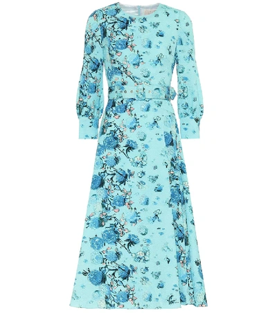 Shop Peter Pilotto Floral Belted Midi Dress In Turquoise