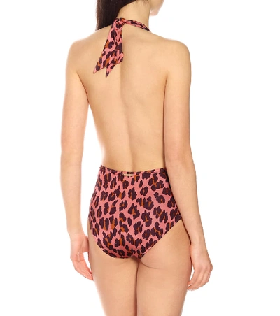 Shop Stella Mccartney Printed Halter Swimsuit In Pink