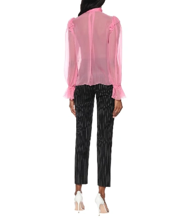 Shop Dolce & Gabbana Ruffled Silk-chiffon Blouse In Pink