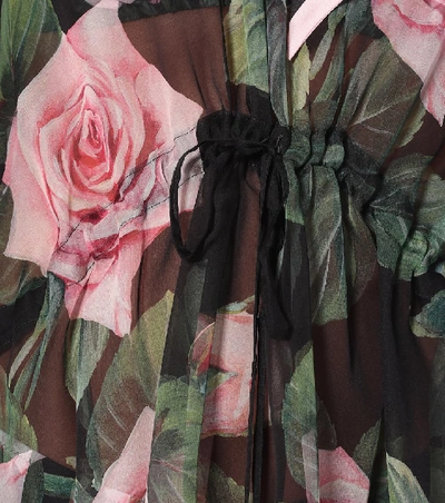 Shop Dolce & Gabbana Floral Silk Kaftan In Black