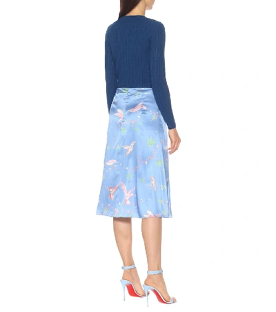 Shop Altuzarra Caroline Printed Silk Midi Skirt In Blue