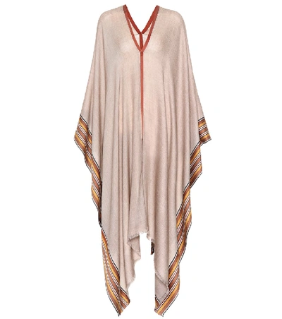 Shop Loro Piana The Suitcase Stripe Silk And Cashmere Poncho In Beige