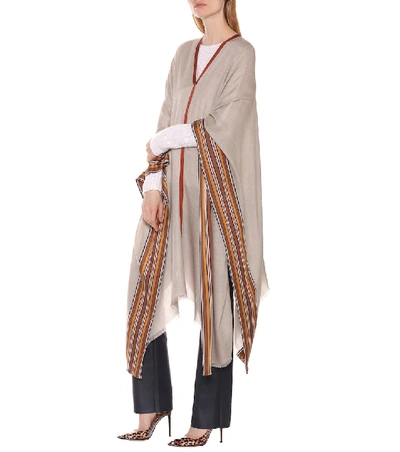 Shop Loro Piana The Suitcase Stripe Silk And Cashmere Poncho In Beige