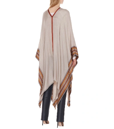 Shop Loro Piana The Suitcase Stripe Silk And Cashmere Poncho In Beige