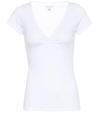 Shop Velvet Bobbie Stretch-cotton T-shirt In White