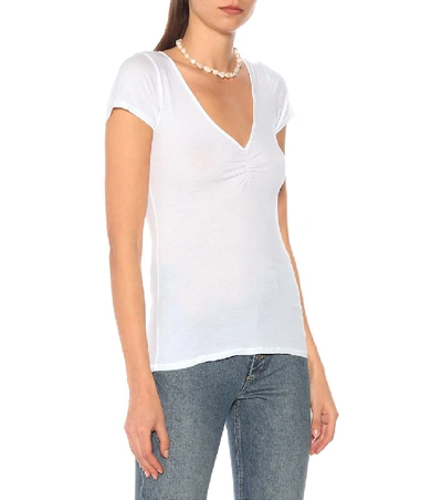Shop Velvet Bobbie Stretch-cotton T-shirt In White