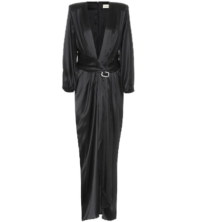 Shop Alexandre Vauthier Stretch Silk-satin Gown In Black
