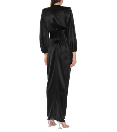 Shop Alexandre Vauthier Stretch Silk-satin Gown In Black