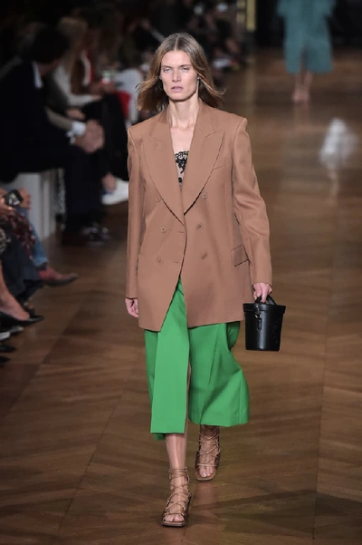 Shop Stella Mccartney Alisha Wool A-line Midi Skirt In Green
