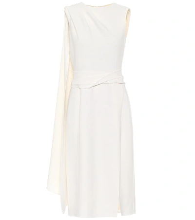 Shop Oscar De La Renta Stretch-wool Midi Dress In White
