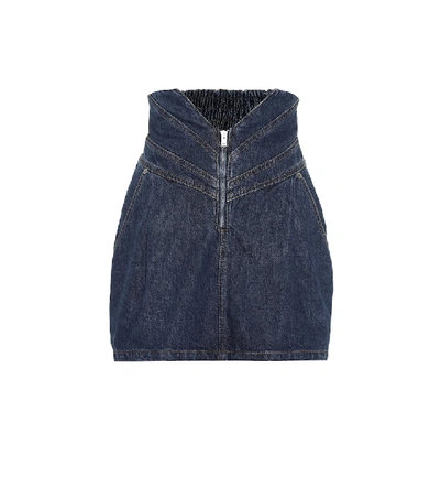 Shop Attico High-rise Denim Miniskirt In Blue