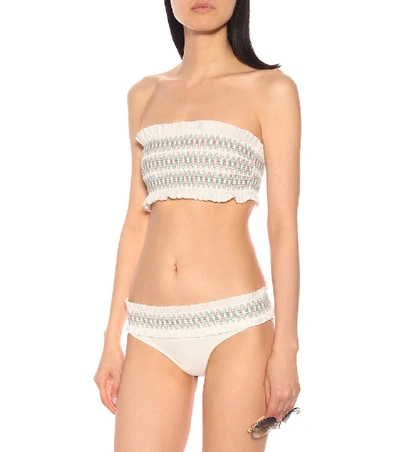 Shop Tory Burch Costa Bandeau Bikini Top In White