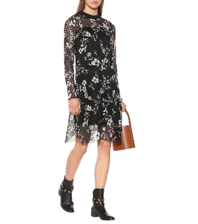 Shop See By Chloé Floral-printed Lace Dress In Black