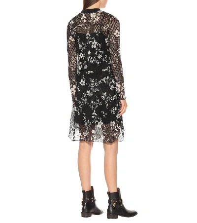 Shop See By Chloé Floral-printed Lace Dress In Black