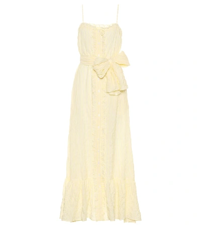 Shop Lisa Marie Fernandez Striped Cotton Dress In Yellow