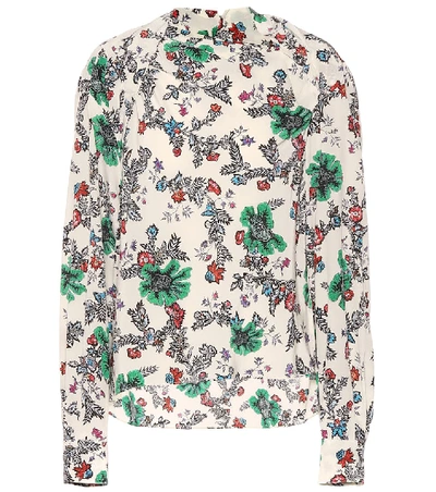 Shop Isabel Marant Clare Stretch Silk Blouse In Multicoloured