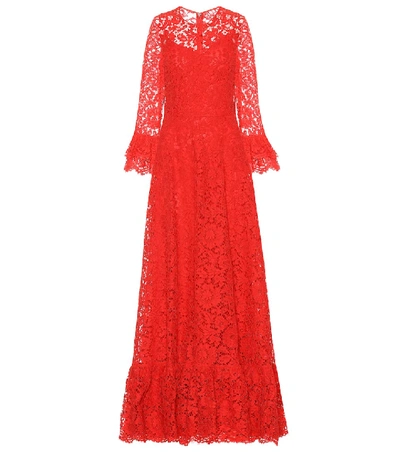 Shop Valentino Lace Gown In Red