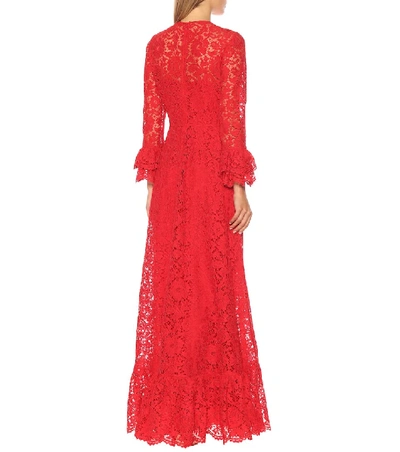 Shop Valentino Lace Gown In Red