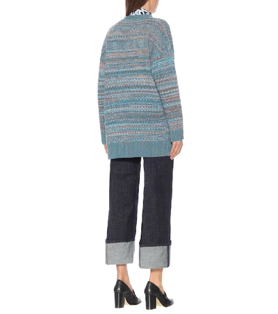 Shop Loewe Wool Cardigan In Blue