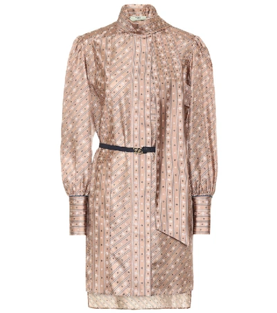 Shop Fendi Printed Silk Minidress In Pink