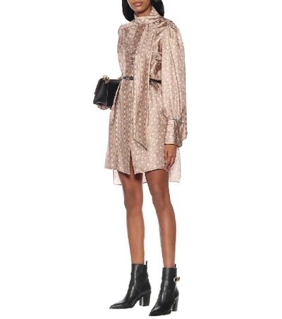 Shop Fendi Printed Silk Minidress In Pink