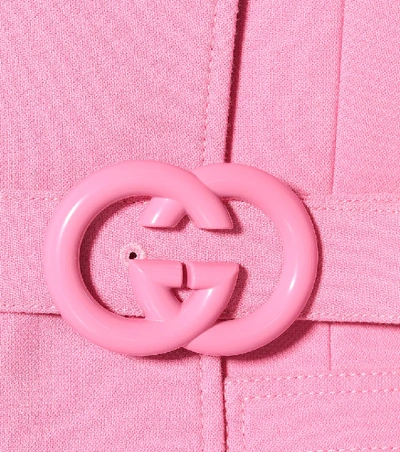 Shop Gucci Belted Wool Coat In Pink