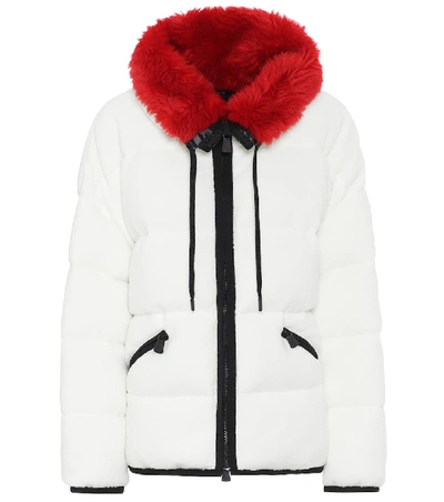 Shop Moncler Faux Fur-trimmed Ski Jacket In White