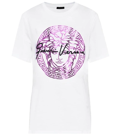 Shop Versace Medusa Cotton T-shirt In White