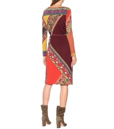 Shop Etro Printed Wool Midi Dress In Multicoloured