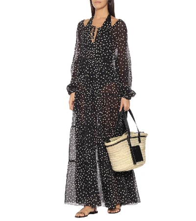 Shop Stella Mccartney Polka-dot Cotton And Silk Maxi Dress In Black