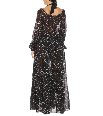 Shop Stella Mccartney Polka-dot Cotton And Silk Maxi Dress In Black