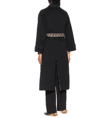 Shop Fendi Reversible Wool Coat In Black